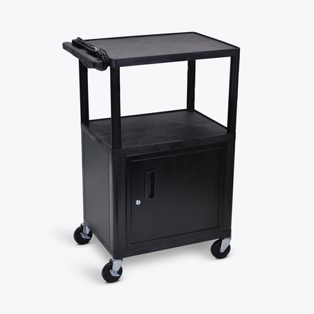 LUXOR Black Endura 3 Shelf AV Cart with Cabinet LE42C-B